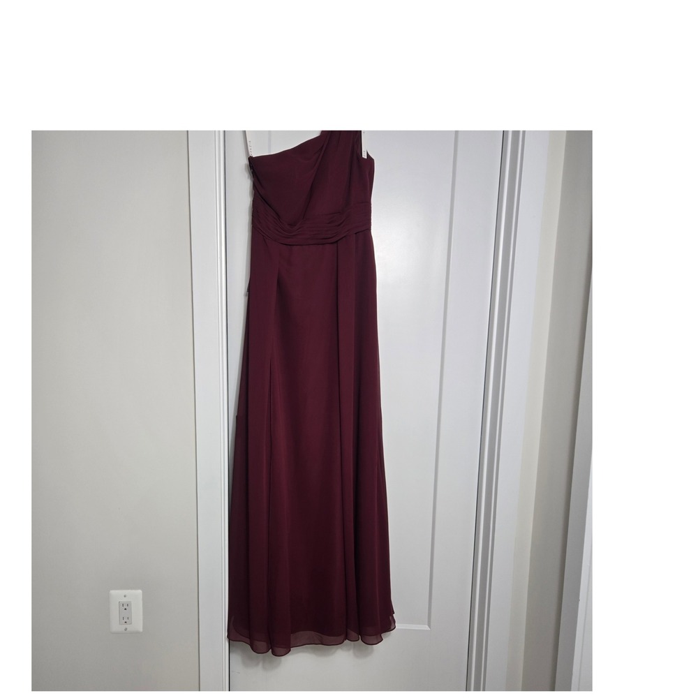 Azazie Dallas One Shoulder Dress Womens 10 Cabernet New‎ Bridesmaid Formal Gown